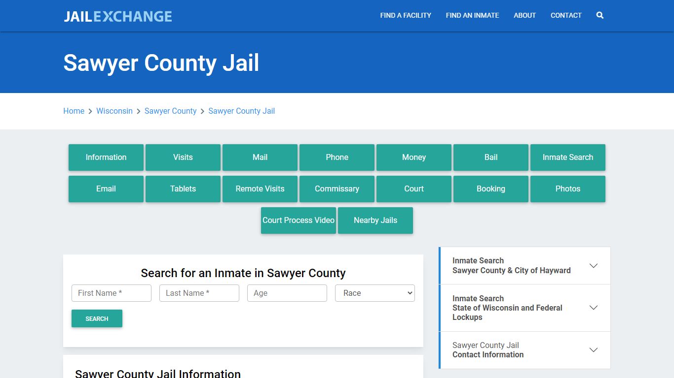 Sawyer County Jail Roster Lookup, WI, Inmate Search